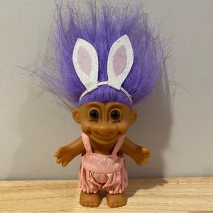 VINTAGE • Purple Hair Troll Doll with Bunny Ears